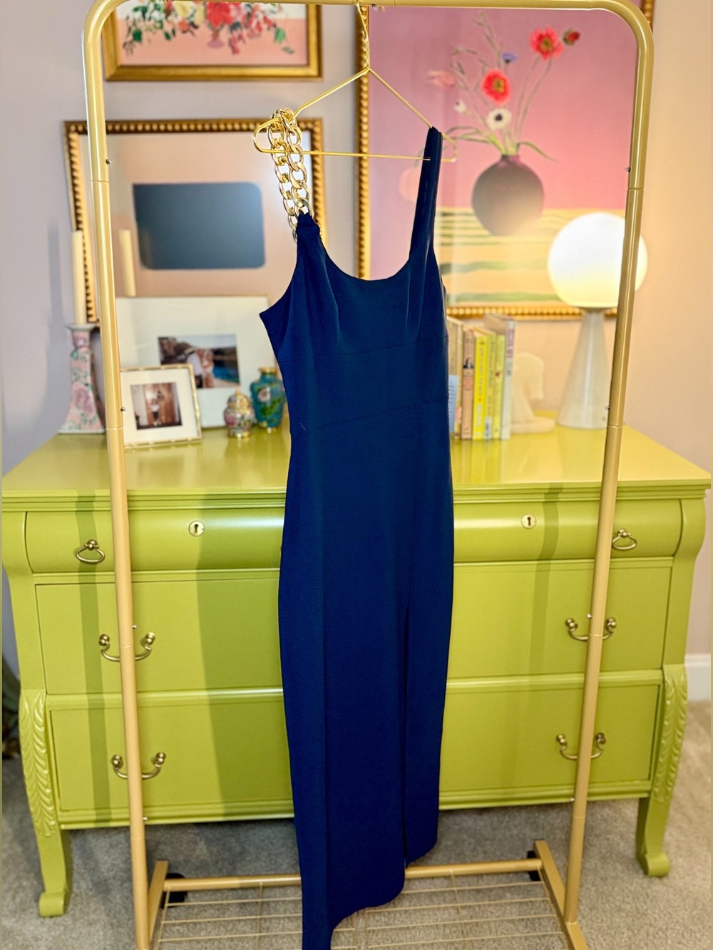 Amanda Uprichard Landra Chain Strap Cocktail Dress - Navy - NWT - Medium